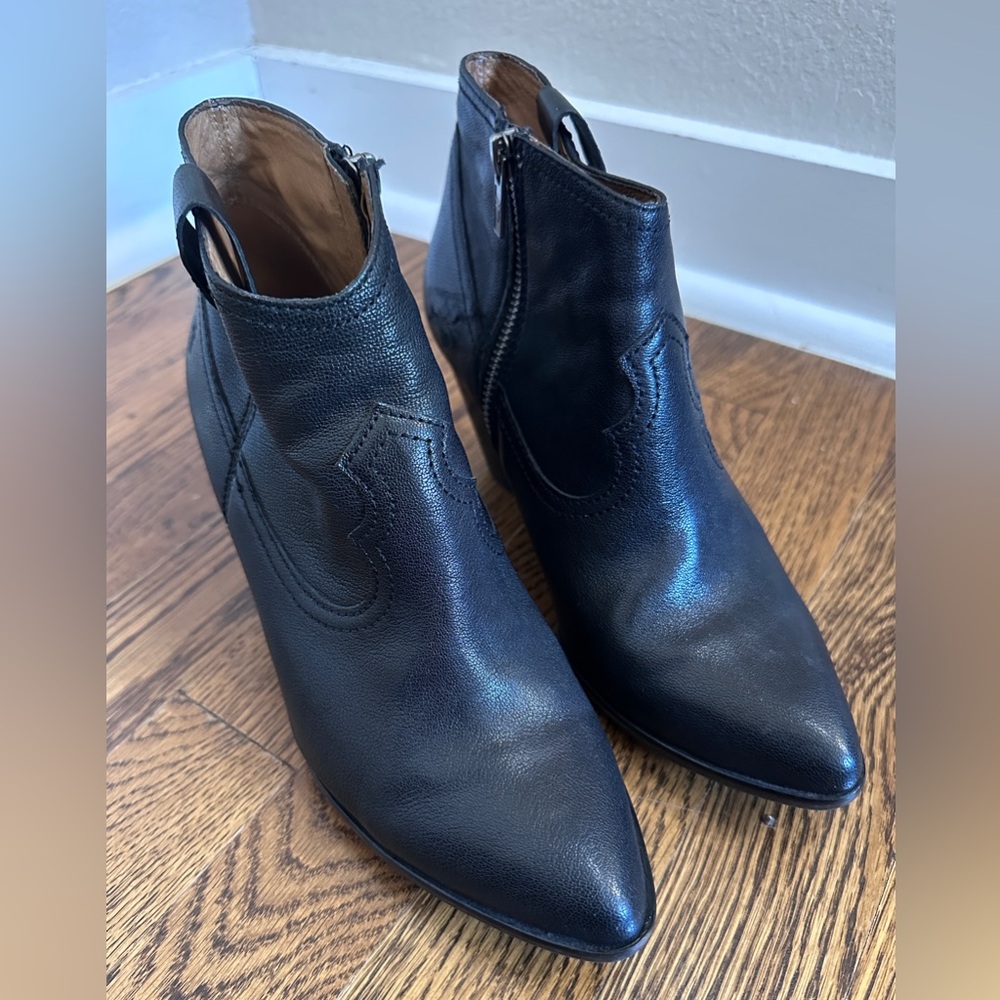 Frye Reina Leather Booties Black Ankle Boots Women’s Size 7.5 - Picture 2 of 8